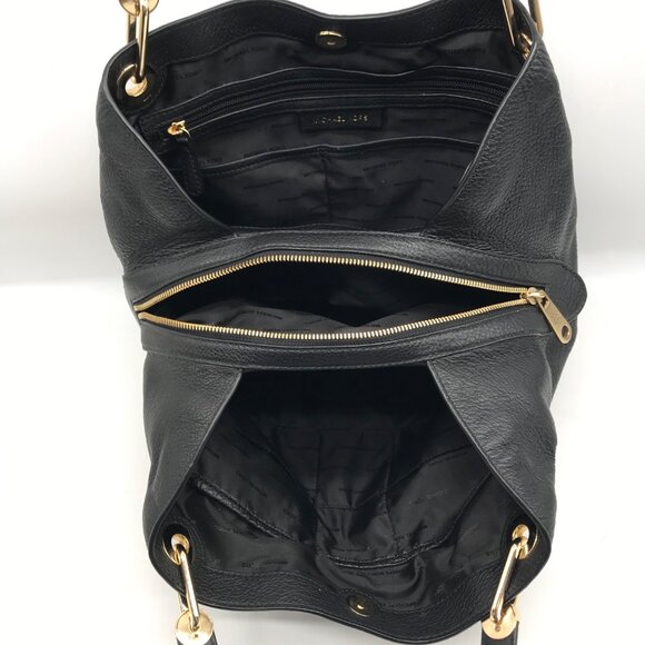 Michael Kors Raven Black Pebbled Leather Shoulder Bag - Picture 11 of 11